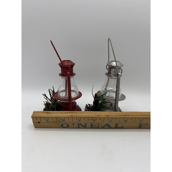 Christmas Lanterns Camping Ornaments Red And Silver Pine cone, Berries Decor - Picture 5 of 12